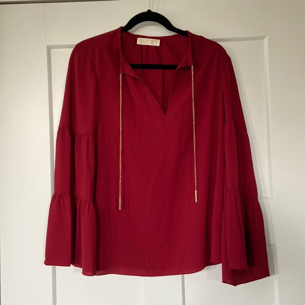 Like New Michael Kore Blouse with Gold Accents